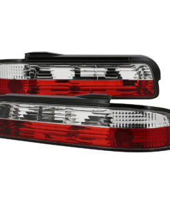 SpecD 89-94 Nissan 240SX S13 Coupe Tail Lights (Chrome Housing/Red Clear Lens)