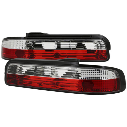 SpecD 89-94 Nissan 240SX S13 Coupe Tail Lights (Chrome Housing/Red Clear Lens)