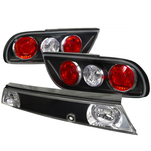 SpecD 89-1994 Nissan 240SX S13 Hatchback Tail Lights & Center Trunk Light (Matte Black Housing/Clear Lens)