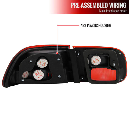 SpecD 1992-1995 Honda Civic Tail Lights (Chrome Housing/Red Smoke Lens) - Image 3