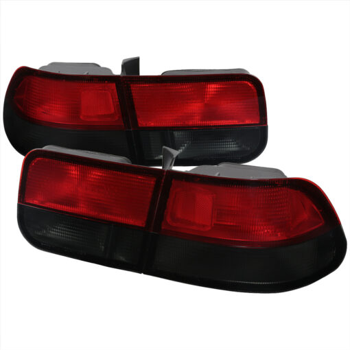 SpecD 1996-2000 Honda Civic Coupe Tail Lights (Chrome Housing/Red Smoke Lens)