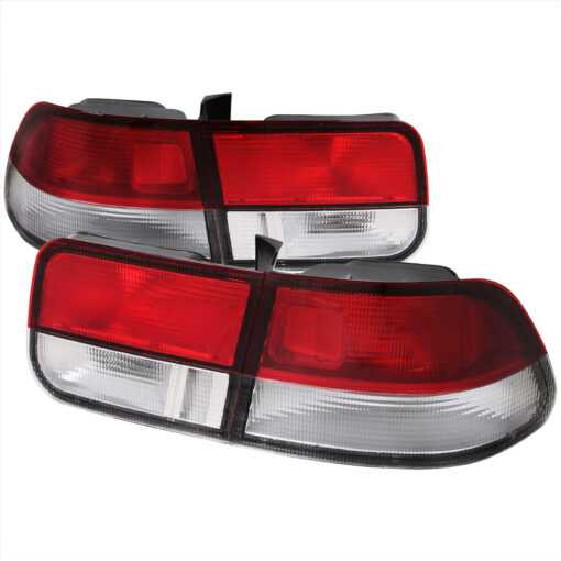 SpecD 1996-2000 Honda Civic Coupe Tail Lights (Chrome Housing/Red Clear Lens)