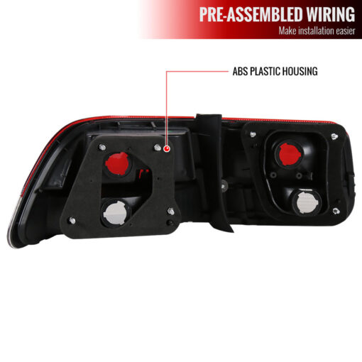 SpecD 1996-2000 Honda Civic Coupe Tail Lights (Chrome Housing/Red Clear Lens) - Image 3