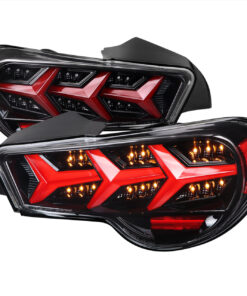 SpecD 2013-2016 Scion FRS/Subaru BRZ Lambo Style Sequential LED Tail Lights (Glossy Black Housing/Clear Lens)
