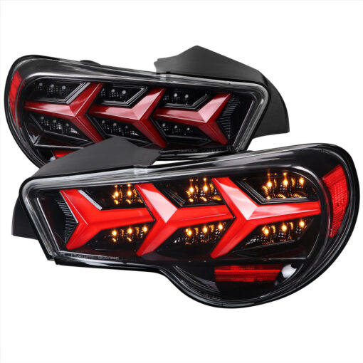 SpecD 2013-2016 Scion FRS/Subaru BRZ Lambo Style Sequential LED Tail Lights (Glossy Black Housing/Clear Lens)