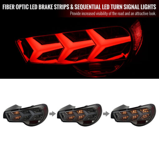 SpecD 2013-2016 Scion FRS/Subaru BRZ Lambo Style Sequential LED Tail Lights (Glossy Black Housing/Clear Lens) - Image 3