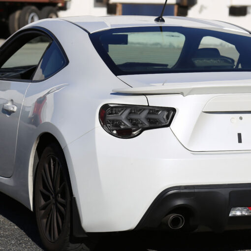 SpecD 2013-2016 Scion FRS/Subaru BRZ Lambo Style Sequential LED Tail Lights (Chrome Housing/Smoke Lens) - Image 2