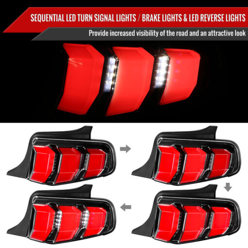 SpecD 2010-2012 Ford Mustang Sequential LED Tail Lights (Jet Black Housing/Clear Lens) - Image 3