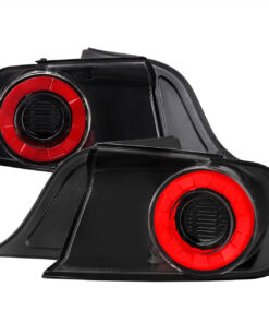 SpecD 2015-2022 Ford Mustang Coupe/Convertible Red LED Bar Tail Lights (Glossy Black Housing/Clear Lens)