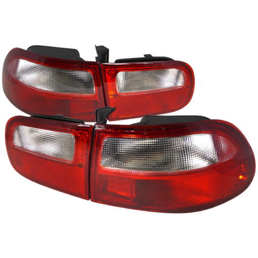 SpecD 1992-1995 Honda Civic 3DR Hatchback Tail Lights (Chrome Housing/Red Clear Lens)