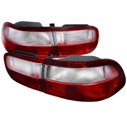 SpecD 1992-1995 Honda Civic Tail Lights (Chrome Housing/Red Clear Lens)