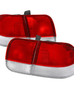 SpecD 1996-1998 Honda Civic Sedan Tail Lights w/ Bulbs (Chrome Housing/Red Clear Lens)