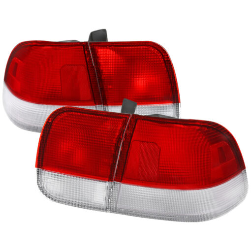 SpecD 1996-1998 Honda Civic Sedan Tail Lights w/ Bulbs (Chrome Housing/Red Clear Lens)