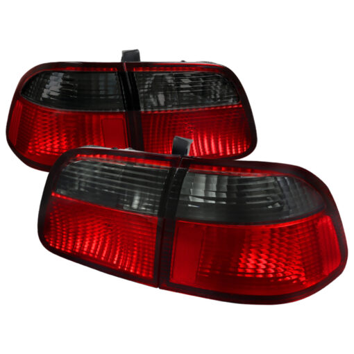 SpecD 1999-2000 Honda Civic Sedan Tail Lights (Chrome Housing/Red Smoke Lens)
