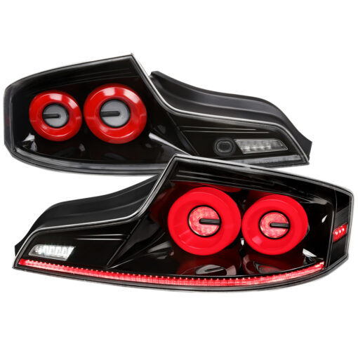 SpecD 2003-2007 Infiniti G35 Coupe Red LED Halo Sequential Signal Tail Lights (Glossy Black Housing/Clear Lens)