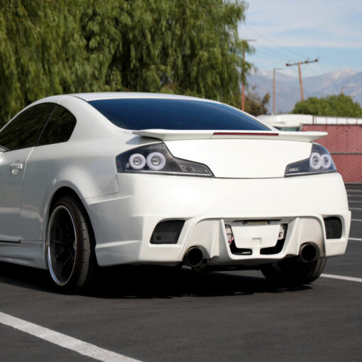 SpecD 2003-2007 Infiniti G35 Coupe White LED Halo Sequential Signal Tail Lights (Matte Black Housing/Clear Lens) - Image 2