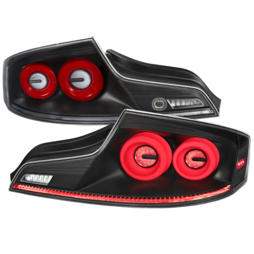 SpecD 2003-2007 Infiniti G35 Coupe Red LED Halo Sequential Signal Tail Lights (Matte Black Housing/Clear Lens)