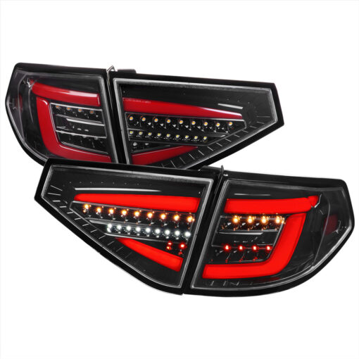 SpecD 2008-2014 Subaru Impreza WRX Hatchback LED Sequential Tube Tail Lights (Glossy Black Housing/Clear Lens)
