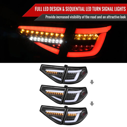 SpecD 2008-2014 Subaru Impreza WRX Hatchback LED White Sequential Tube Tail Lights (Matte Black Housing/Clear Lens) - Image 3