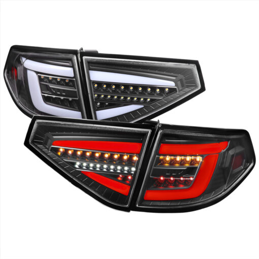 SpecD 2008-2014 Subaru Impreza WRX Hatchback LED White Sequential Tube Tail Lights (Matte Black Housing/Clear Lens)