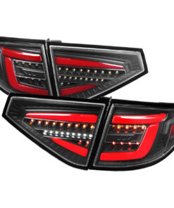SpecD 2008-2014 Subaru Impreza WRX Hatchback LED Red Sequential Tube Tail Lights (Matte Black Housing/Clear Lens)