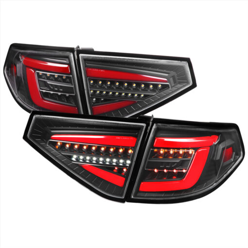 SpecD 2008-2014 Subaru Impreza WRX Hatchback LED Red Sequential Tube Tail Lights (Matte Black Housing/Clear Lens)