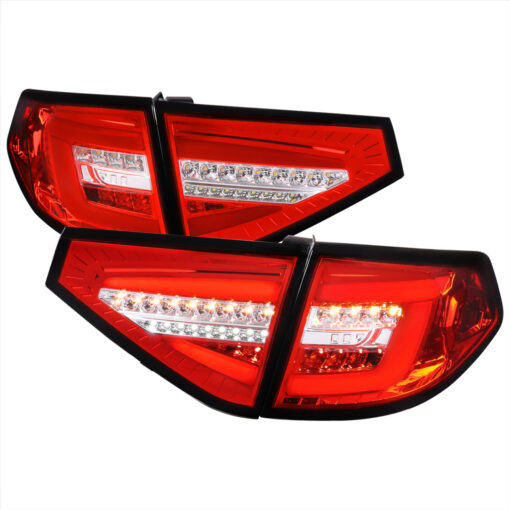 SpecD 2008-2014 Subaru Impreza WRX Hatchback LED Sequential Tube Tail Lights (Chrome Housing/Red Lens)